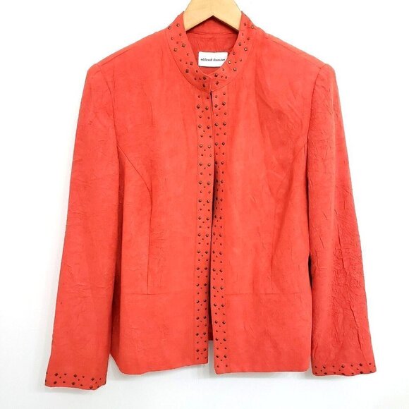 Alfred Dunner Orange Studded Lined Jacket Sz 10 - Picture 1 of 5